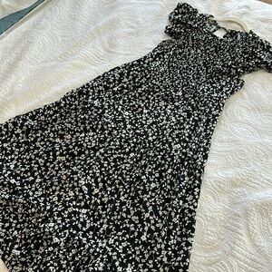 Old Navy Fit & Flare Flutter-Sleeve Tiered Smocked Midi Dress for Women